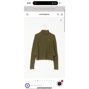 Atelier Delphine Olive Green Alpaca Henrietta Knit Sweater M/L